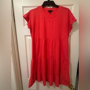 J Crew Orange Teired Knee Length Shift Dress Size S